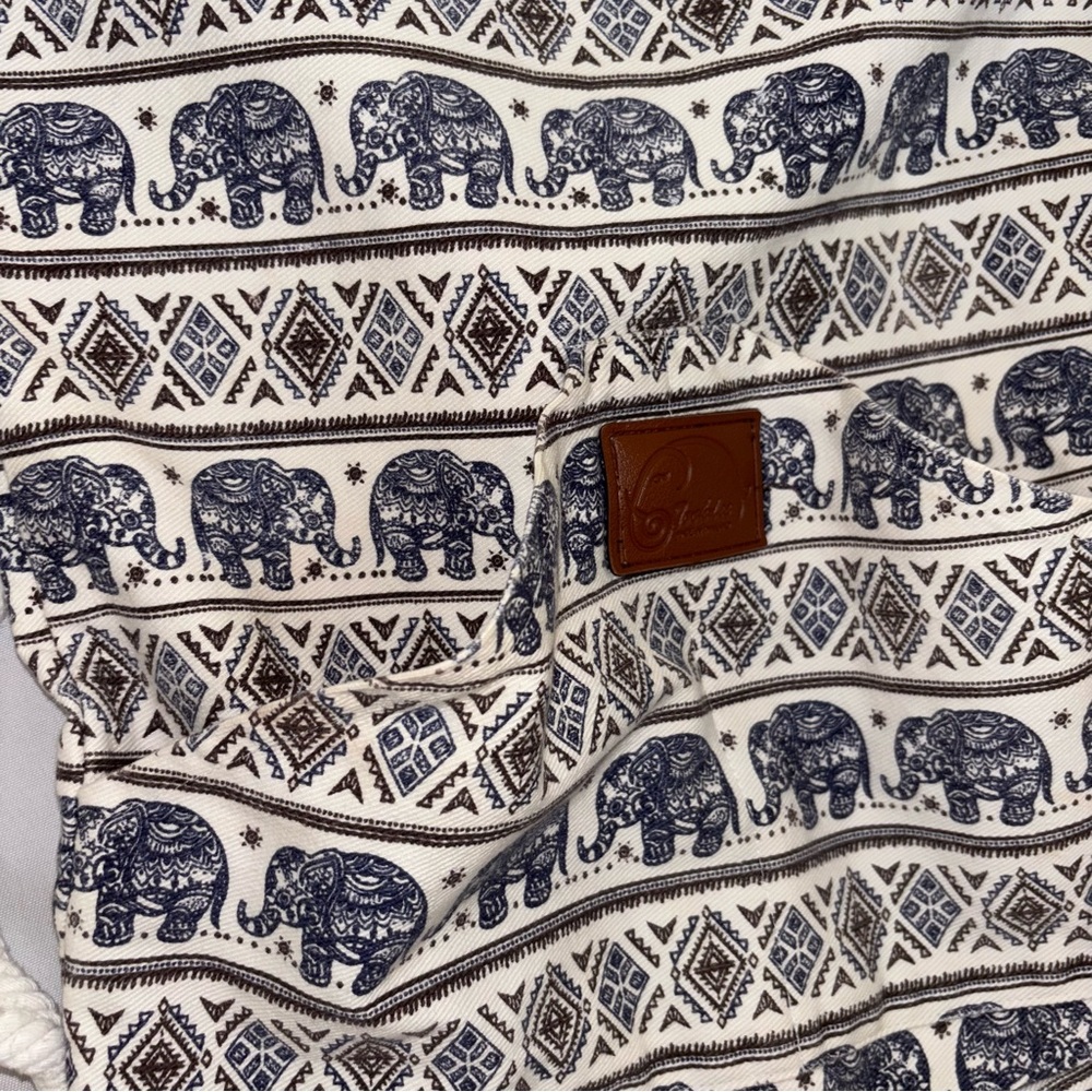 Canvas Elephant Print Drawstring Backpack Bohemia… - image 8